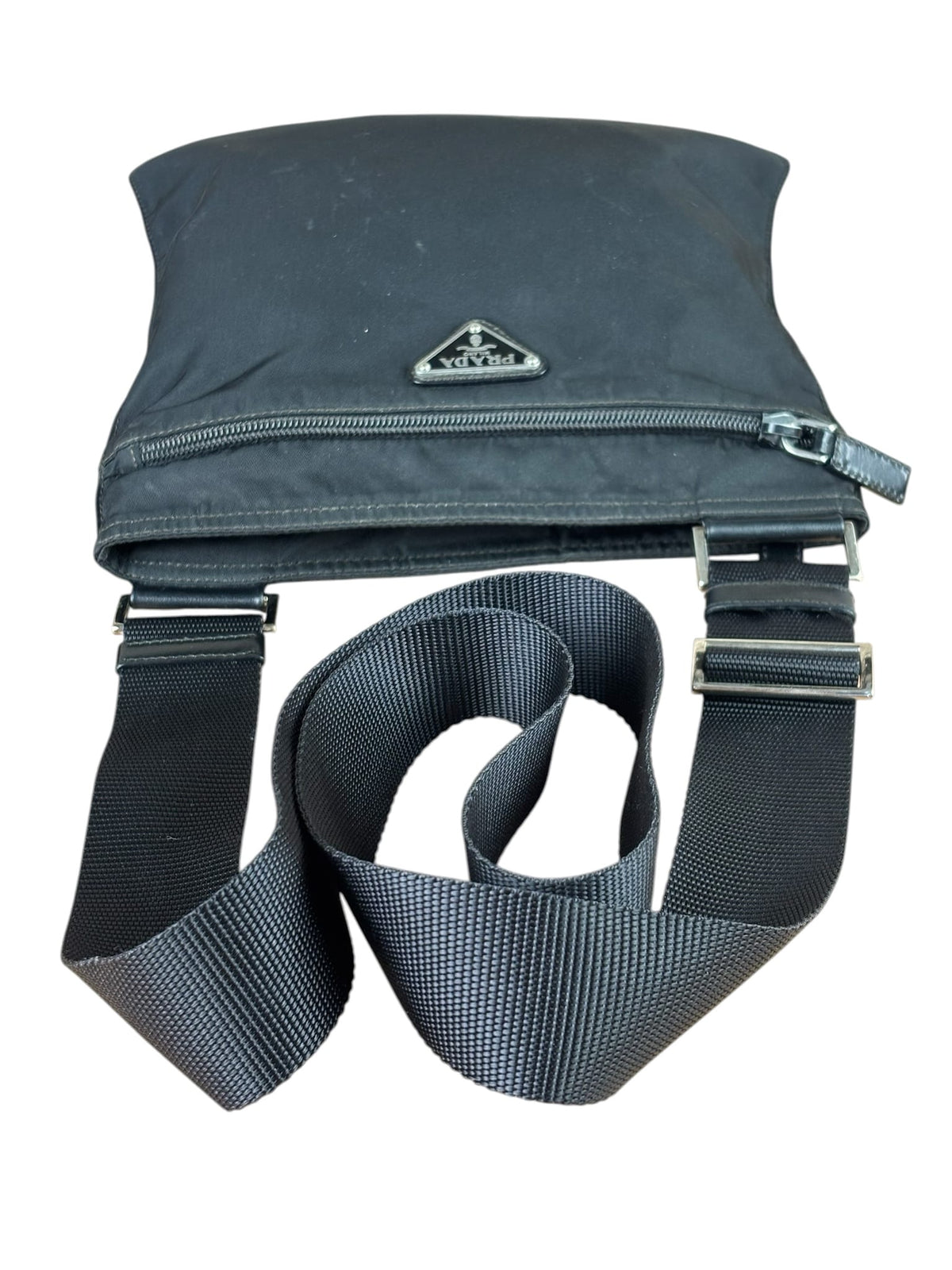 Prada Black Vela Nylon Flat Crossbody Bag