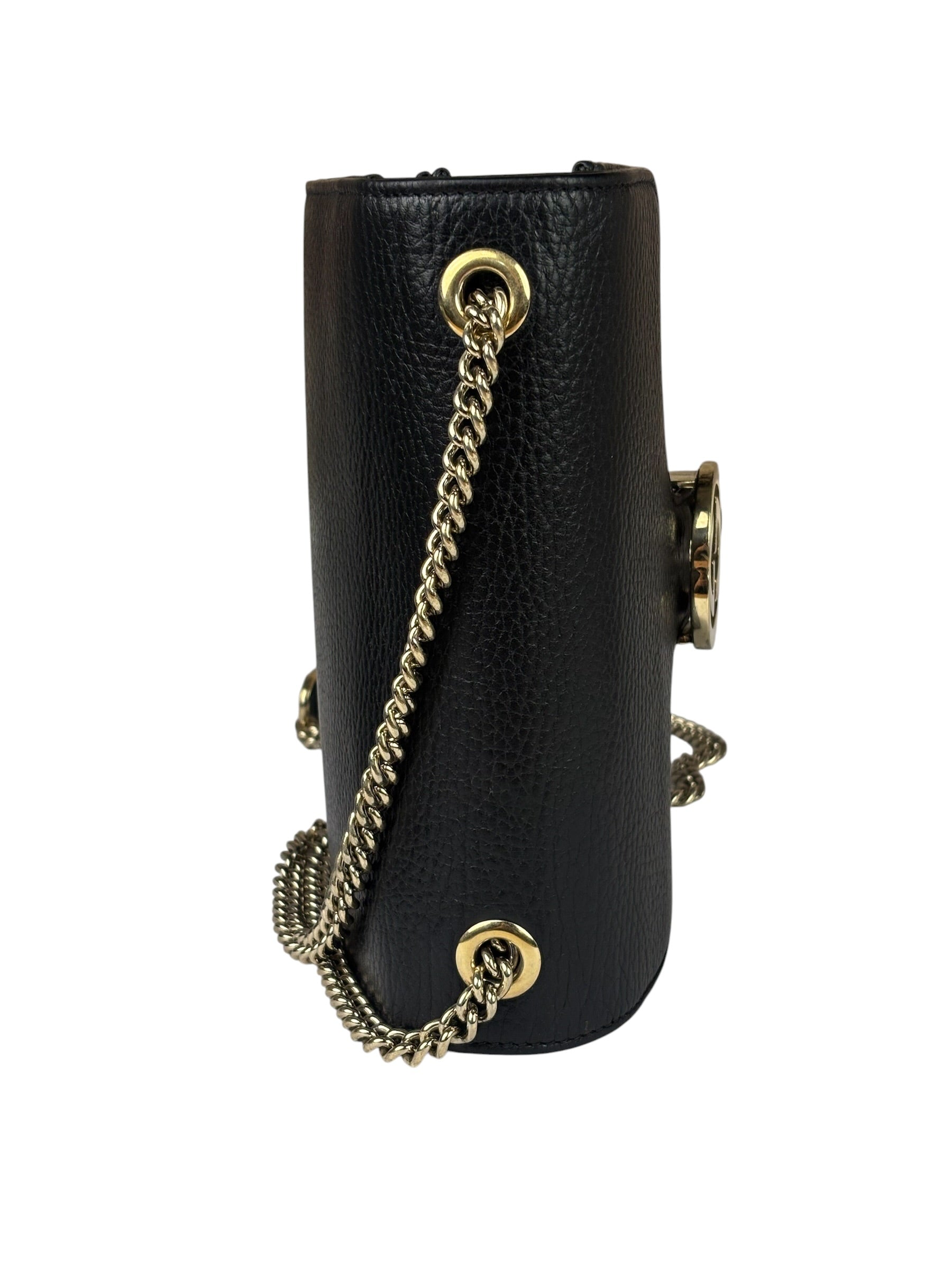 Gucci Black Leather G Interlocking Small Chain Shoulder Bag