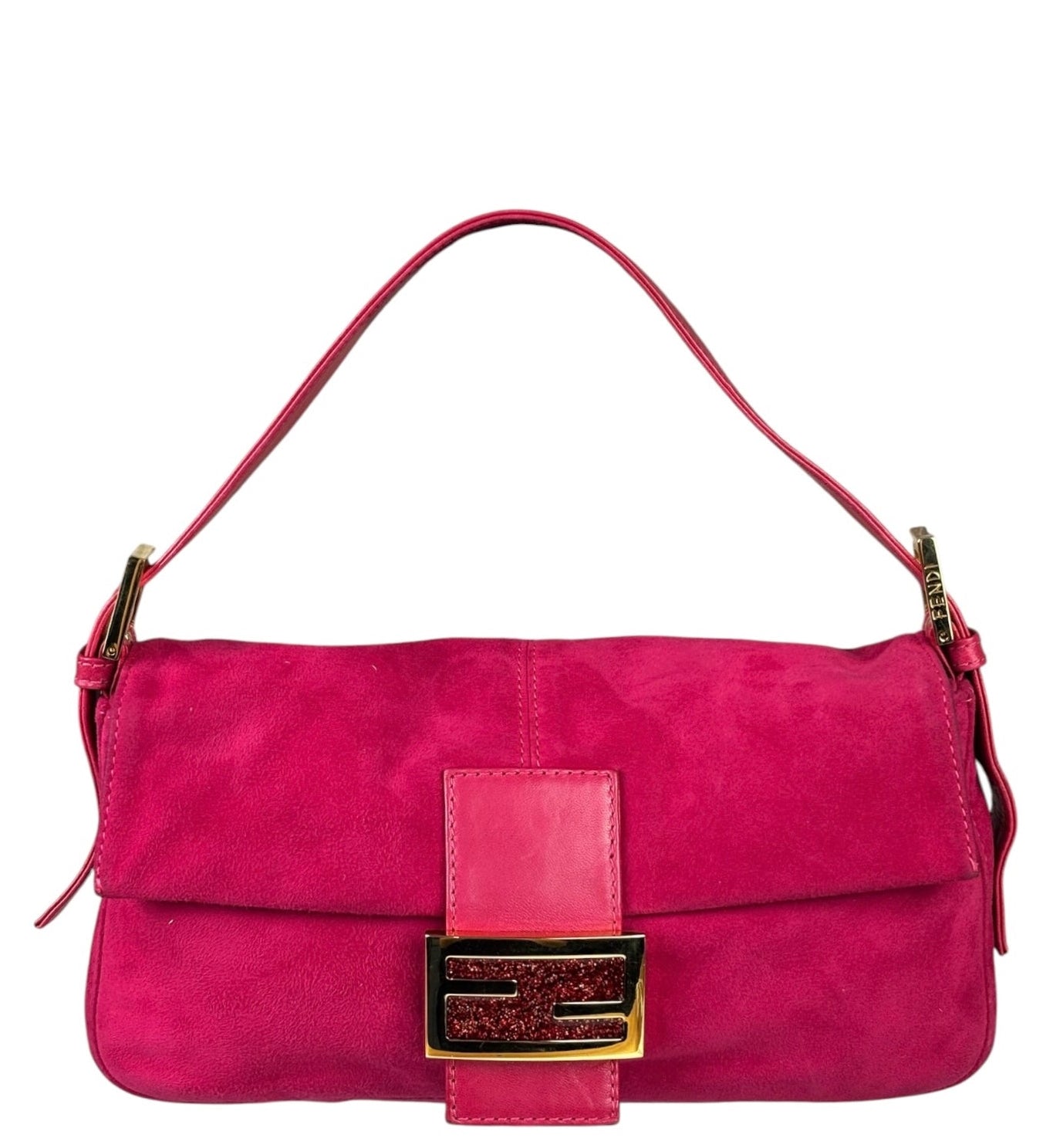 Fendi Pink Suede/Leather Trim Baguette