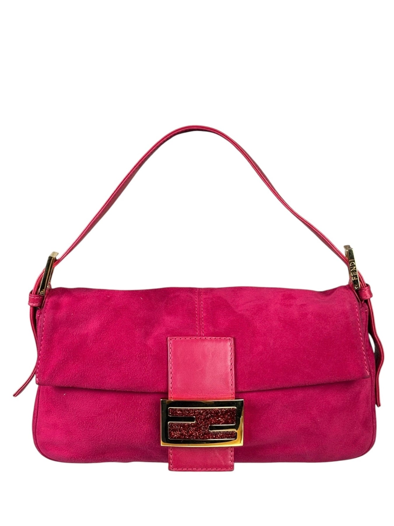 Fendi Pink Suede/Leather Trim Baguette