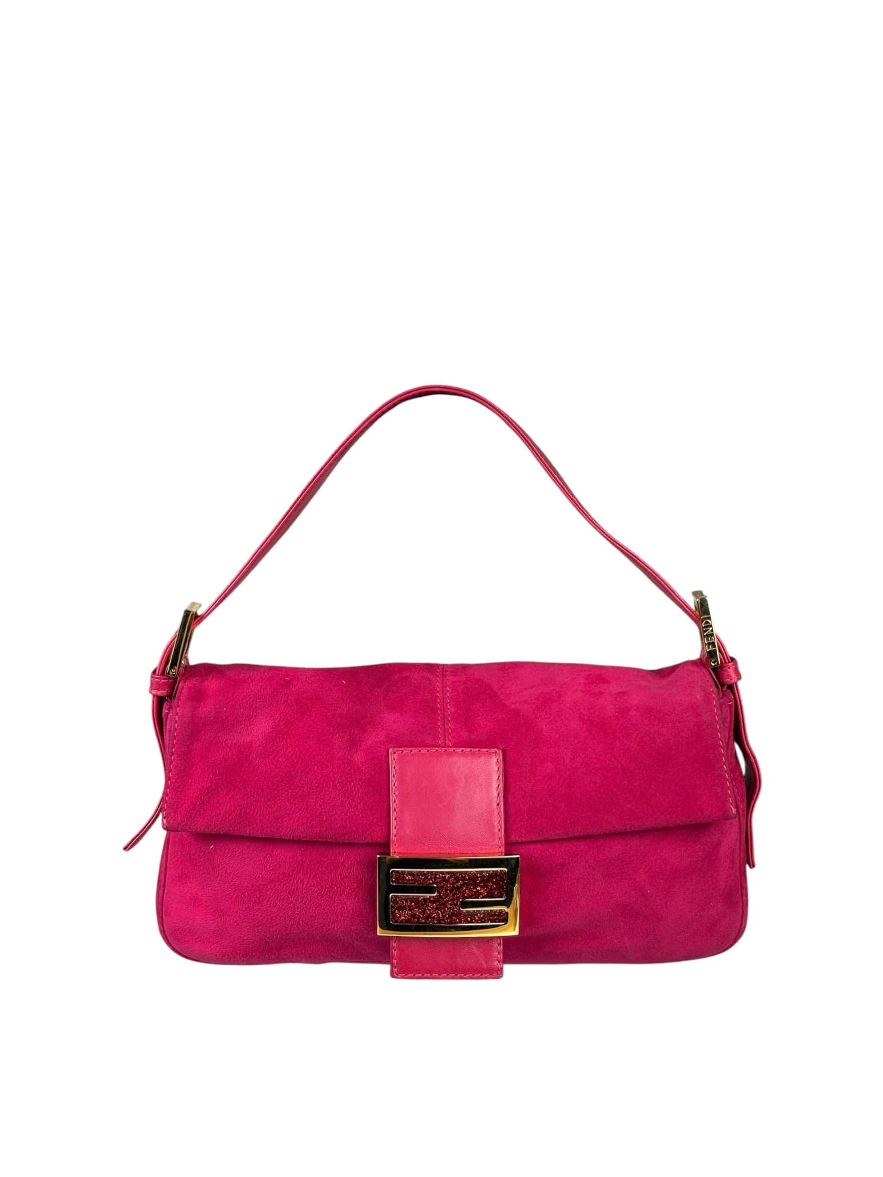Fendi Pink Suede/Leather Trim Baguette