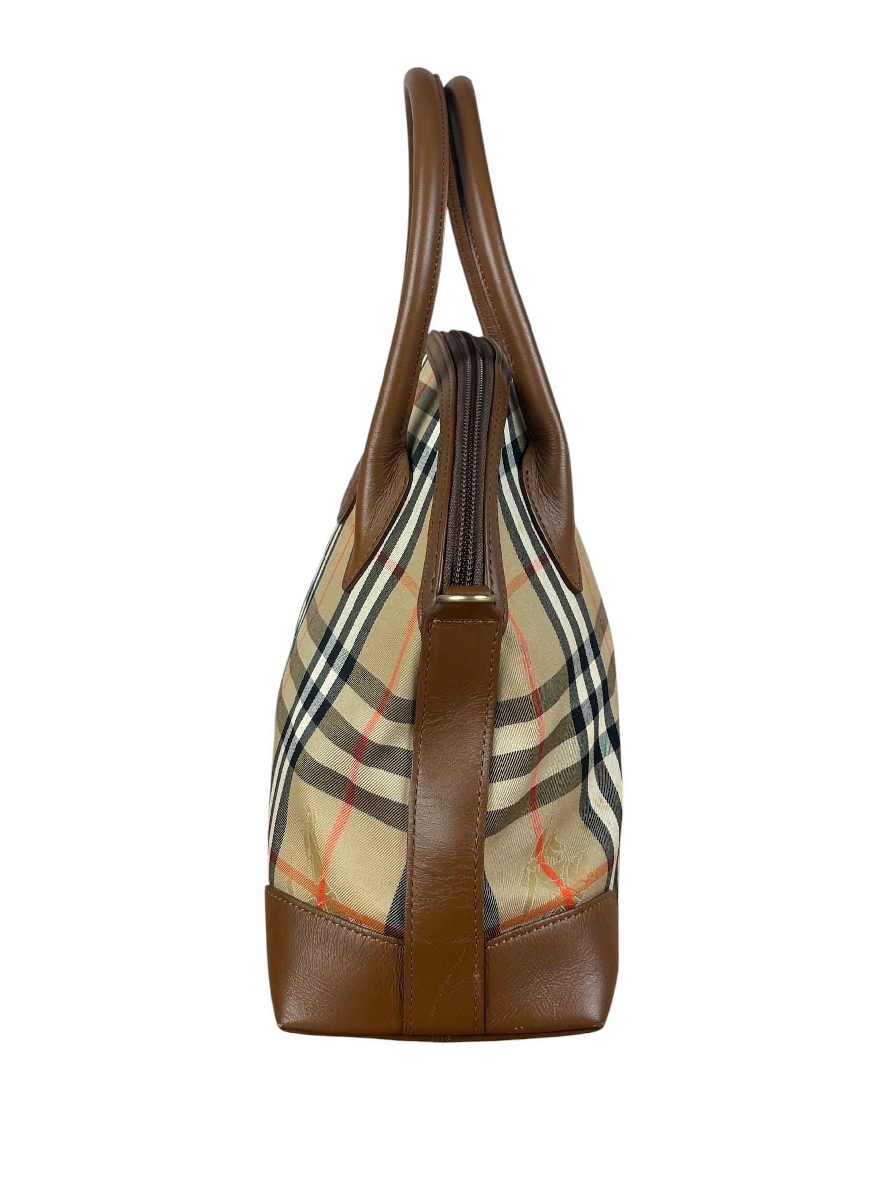 Burberry Vintage House Haymarket Check Dome Satchel Handbag