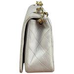 Chanel White Quilted Leather CC Flap Shoulder Bag 2013