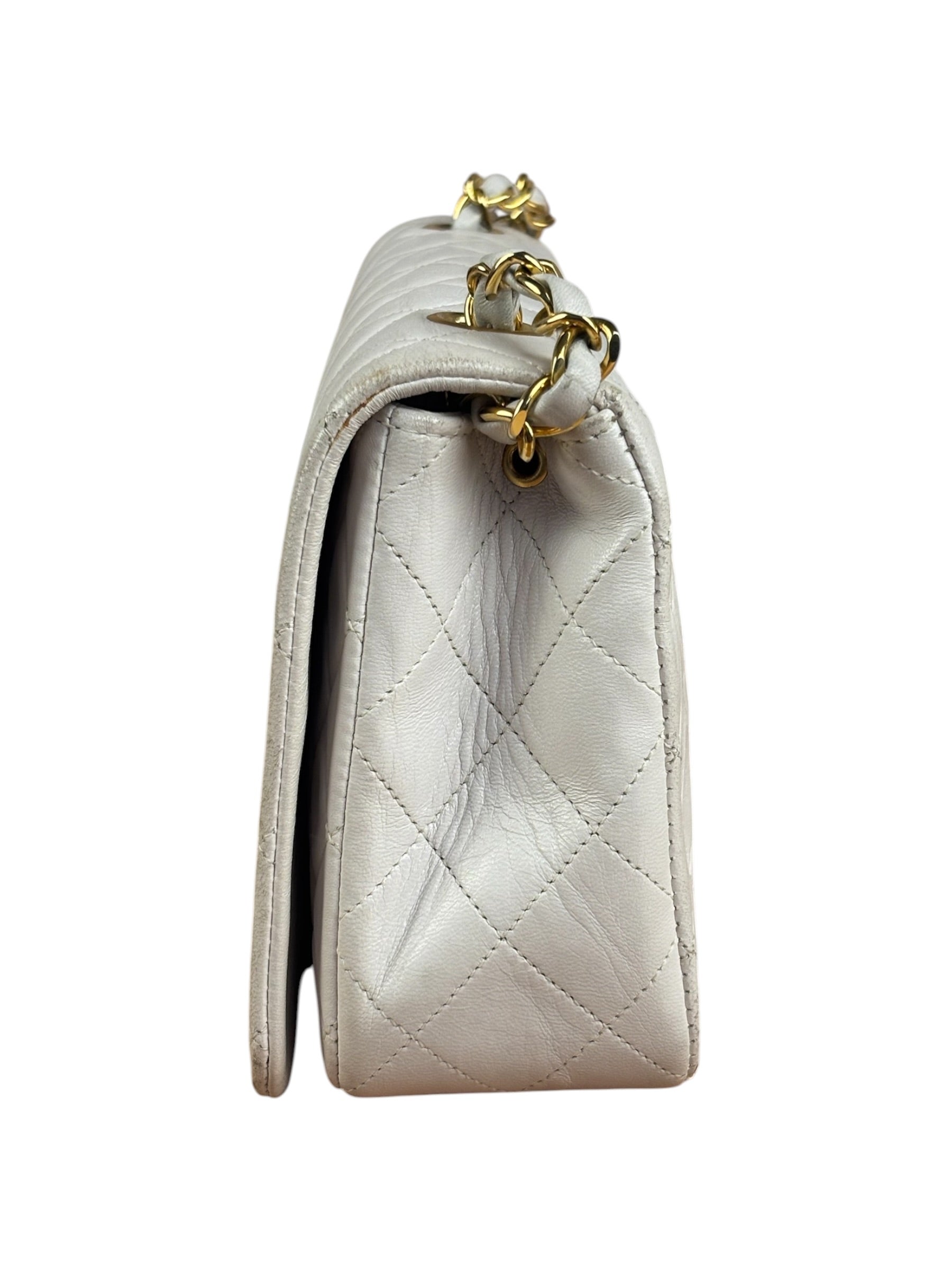 Chanel White Quilted Leather CC Flap Shoulder Bag 2013