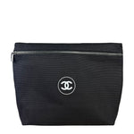 Chanel Beauty Black Canvas Cosmetic Zip Pouch