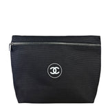 Chanel Beauty Black Canvas Cosmetic Zip Pouch