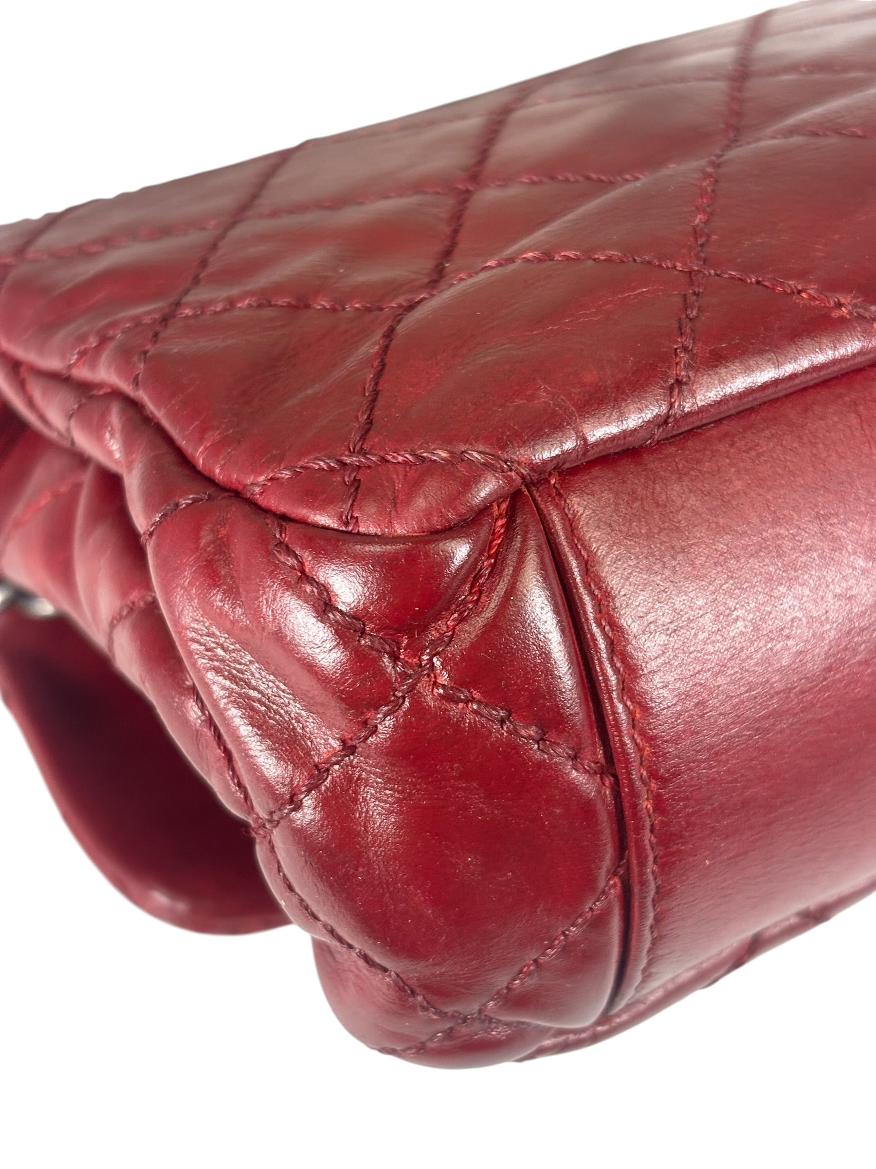 Chanel Red Quilted Calfskin Glazed Medium Duo Flap Bag 2012