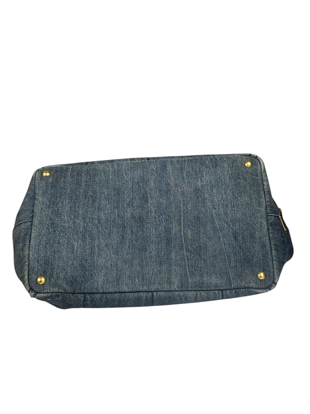Prada Blue Denim Canapa Logo Large Tote Bag