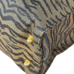 Fendi Vintage Brown Tiger Print Canvas Tote Bag