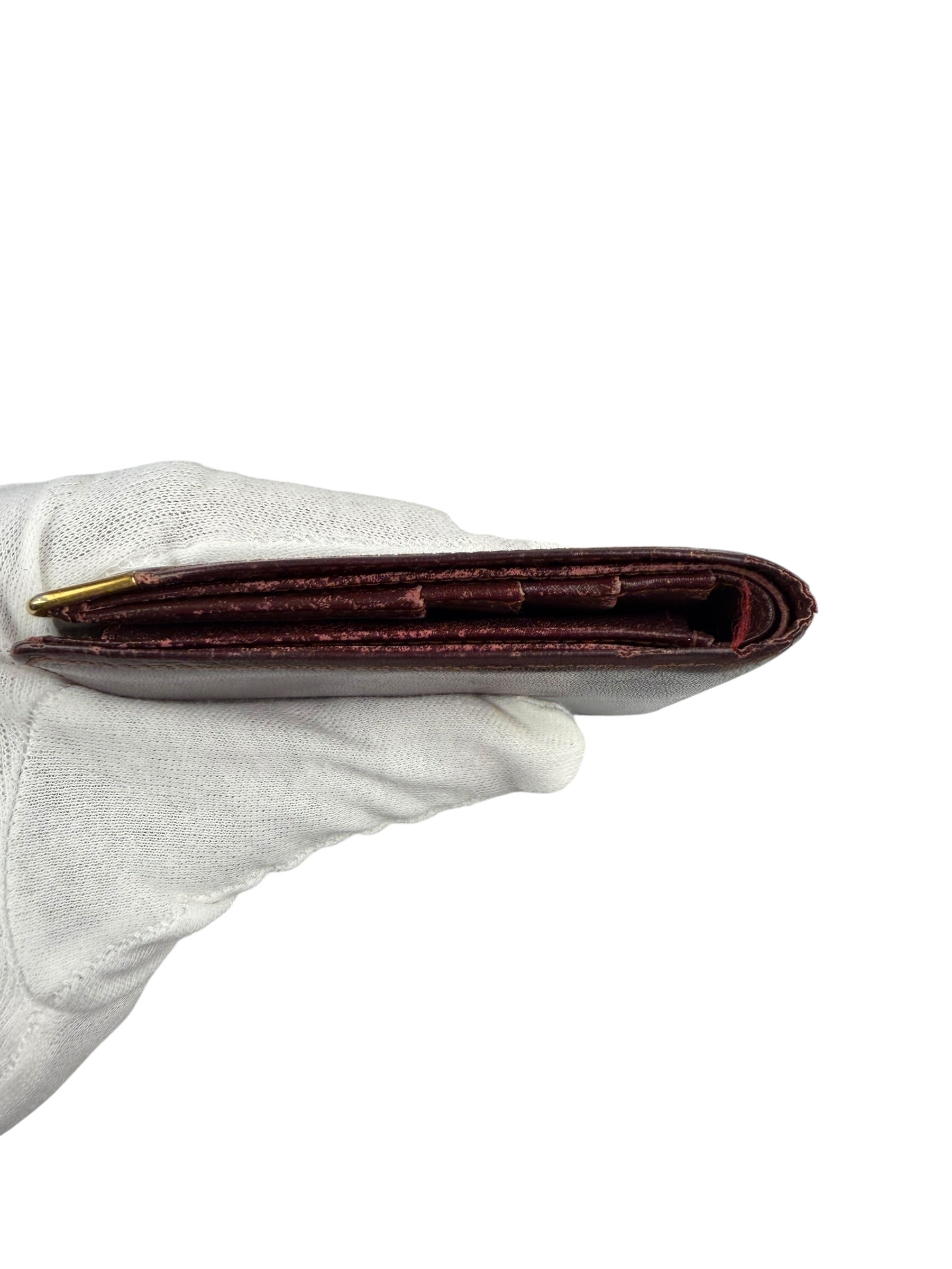 Cartier Vintage Bordeaux Burgundy Leather Bifold Wallet