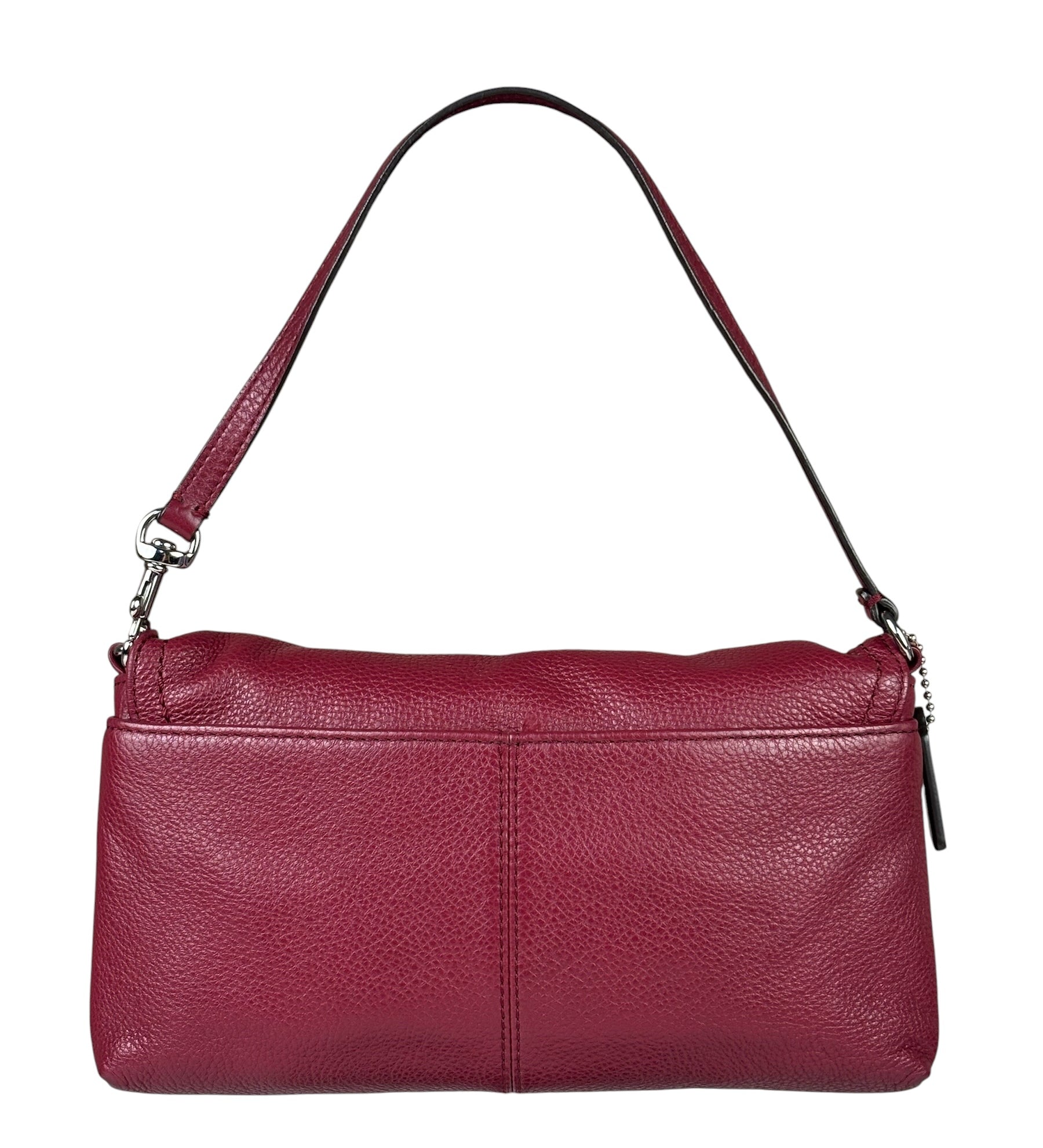 Coach Burgundy Pebbled Leather Flap Pochette