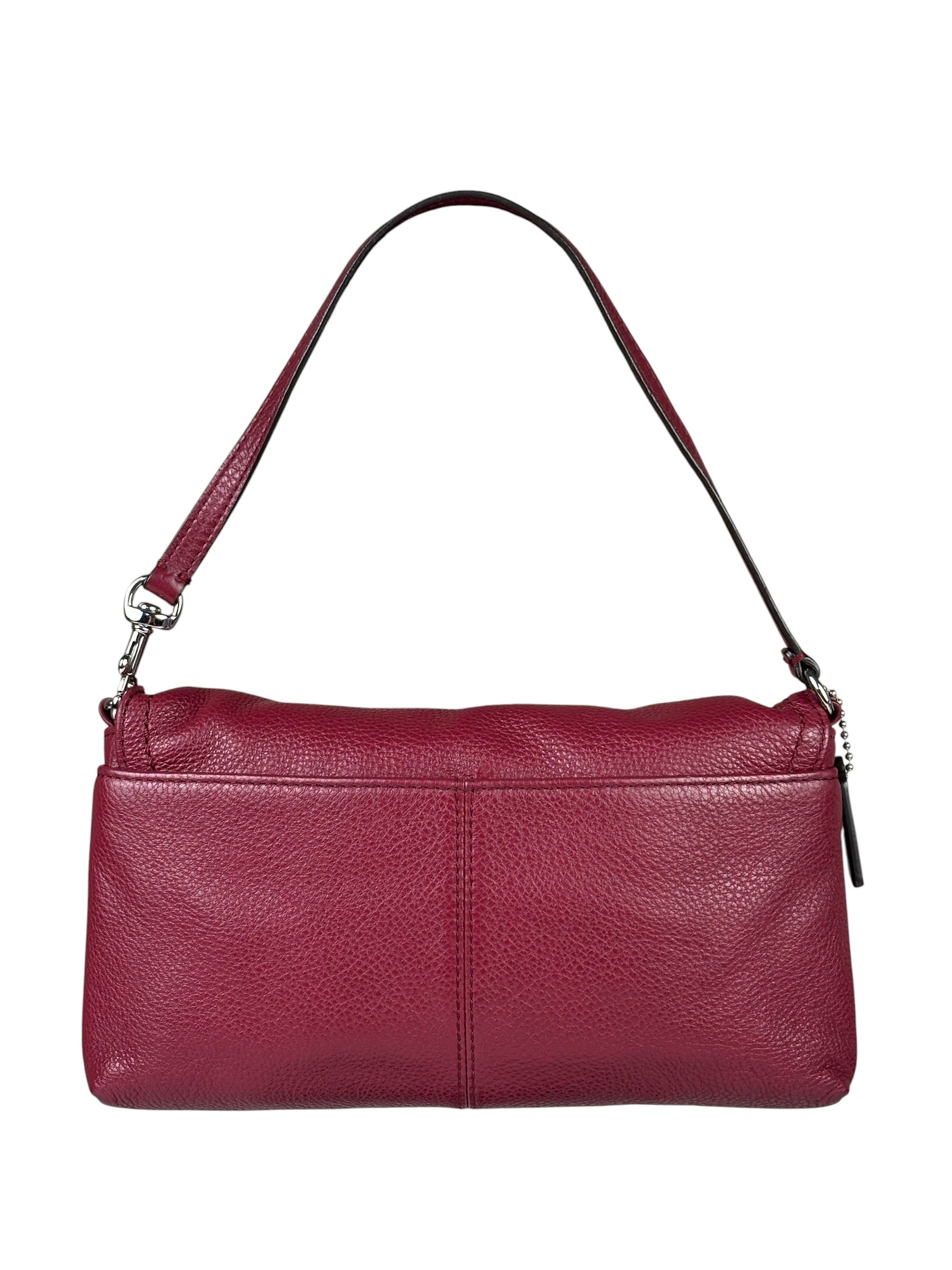 Coach Burgundy Pebbled Leather Flap Pochette