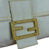 Fendi Vintage Denim x Snakeskin Baguette Yellow