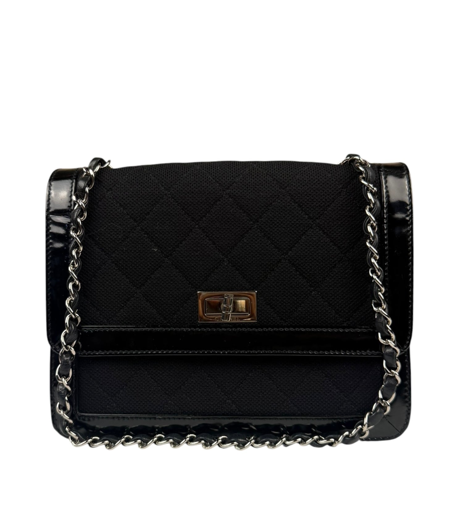 Chanel Black Patent Leather Trim Reissiue Flap Bag 2000