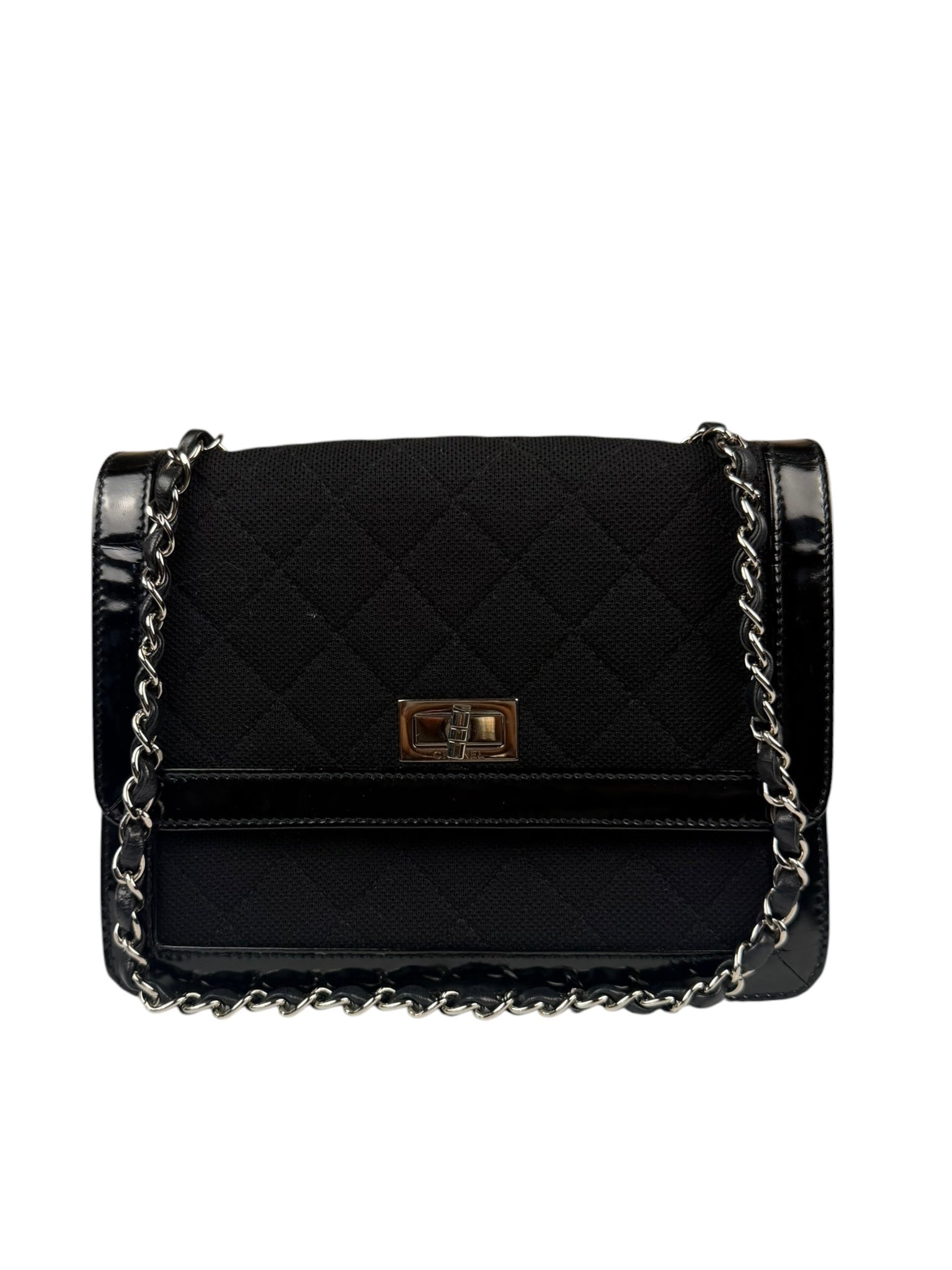 Chanel Black Patent Leather Trim Reissiue Flap Bag 2000