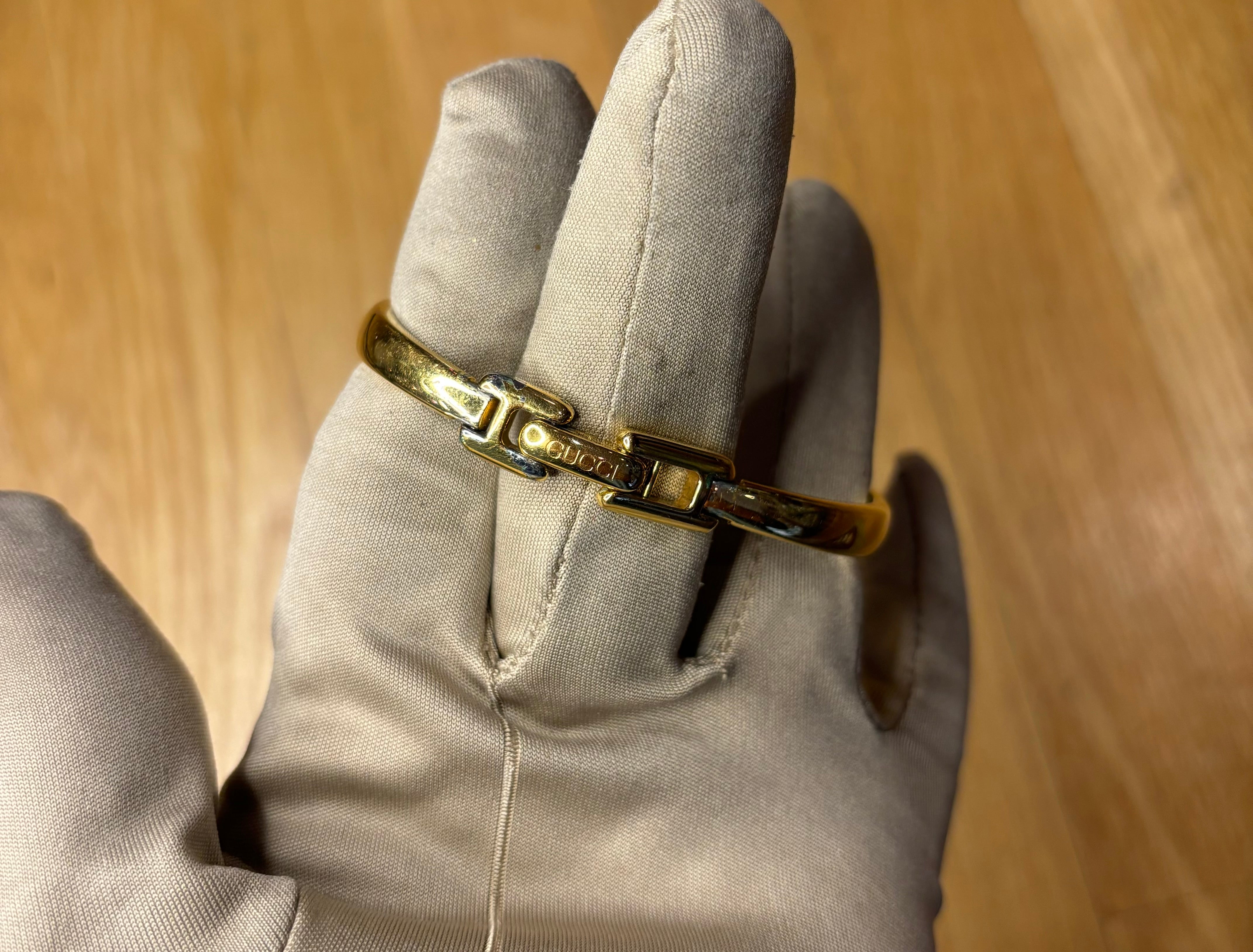 Gucci Gold Plated White Dial Bangle Bracelet