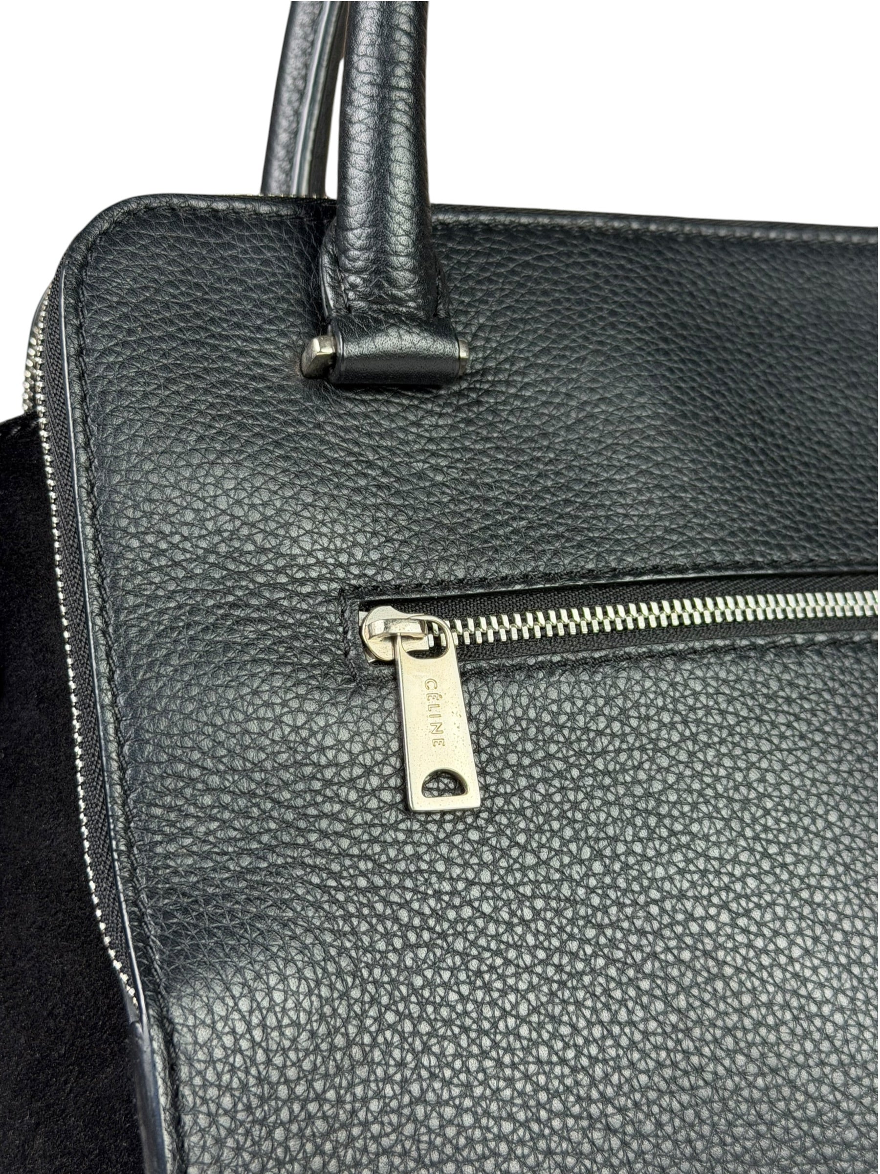 Celine Black Leather/Suede Trapeze Medium Handbag