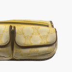 Celine Yellow/Brown Leather Trim Macadam Belt Bag