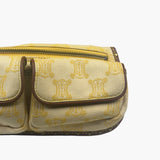 Celine Yellow/Brown Leather Trim Macadam Belt Bag
