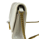 Balenciaga White Crocodile Embossed Hourglass Wallet On Chain