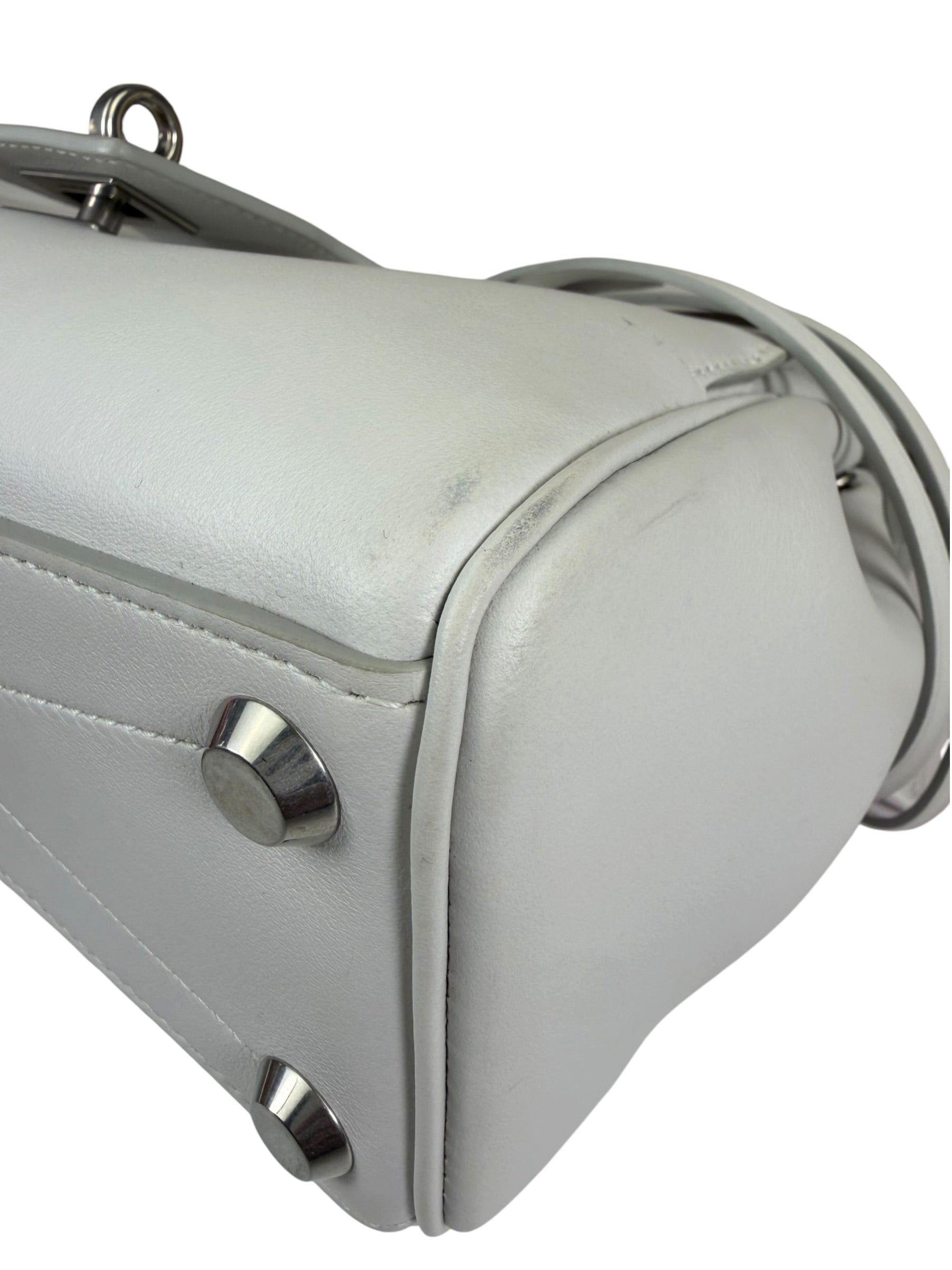 Balenciaga White Leather Bel Air Carry All Handbag