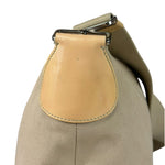 Prada Beige Cloth/Patent Leather Trim Shoulder Bag