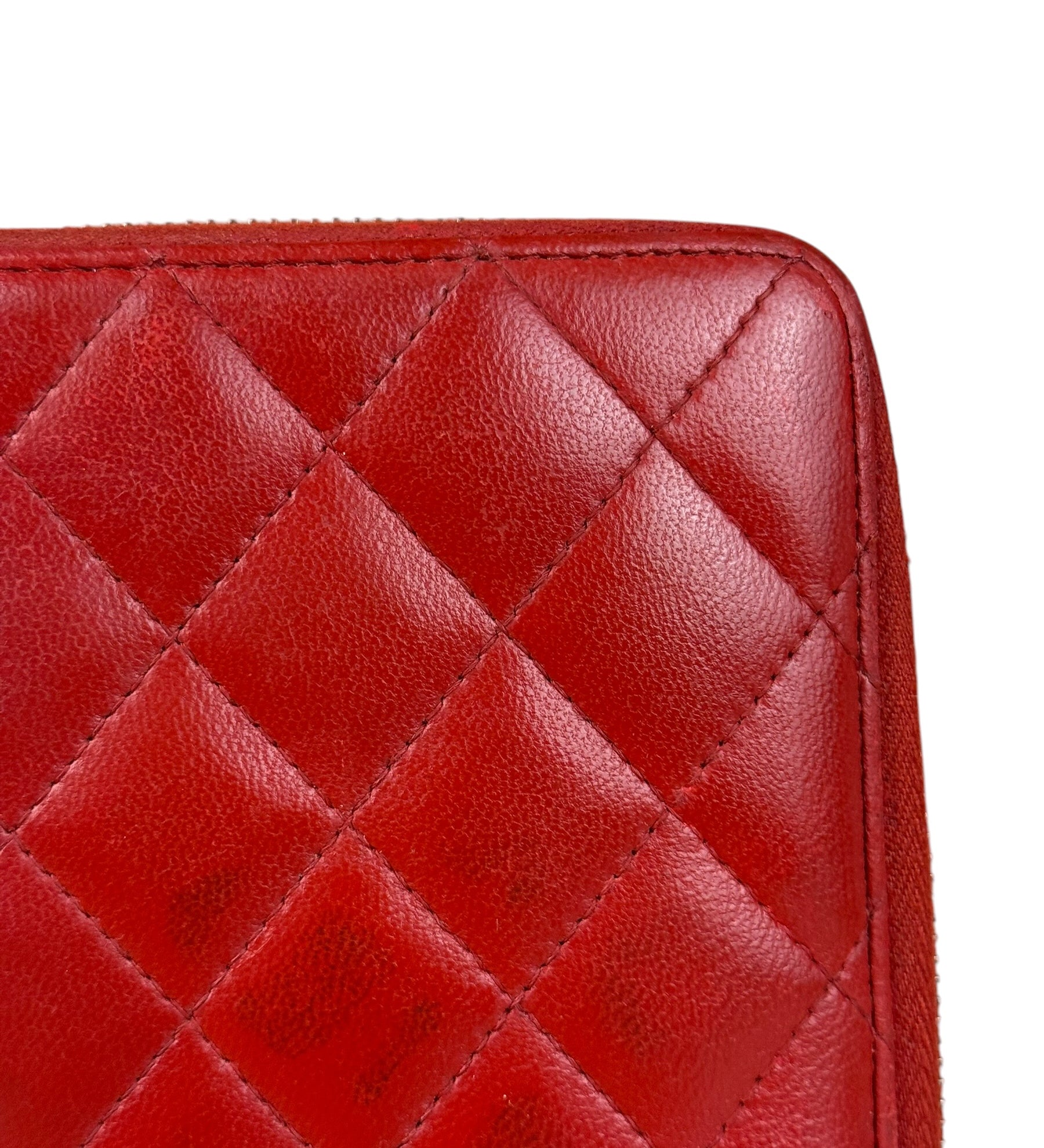 Chanel Red Quilted Leather Long Organizer Wallet 2010