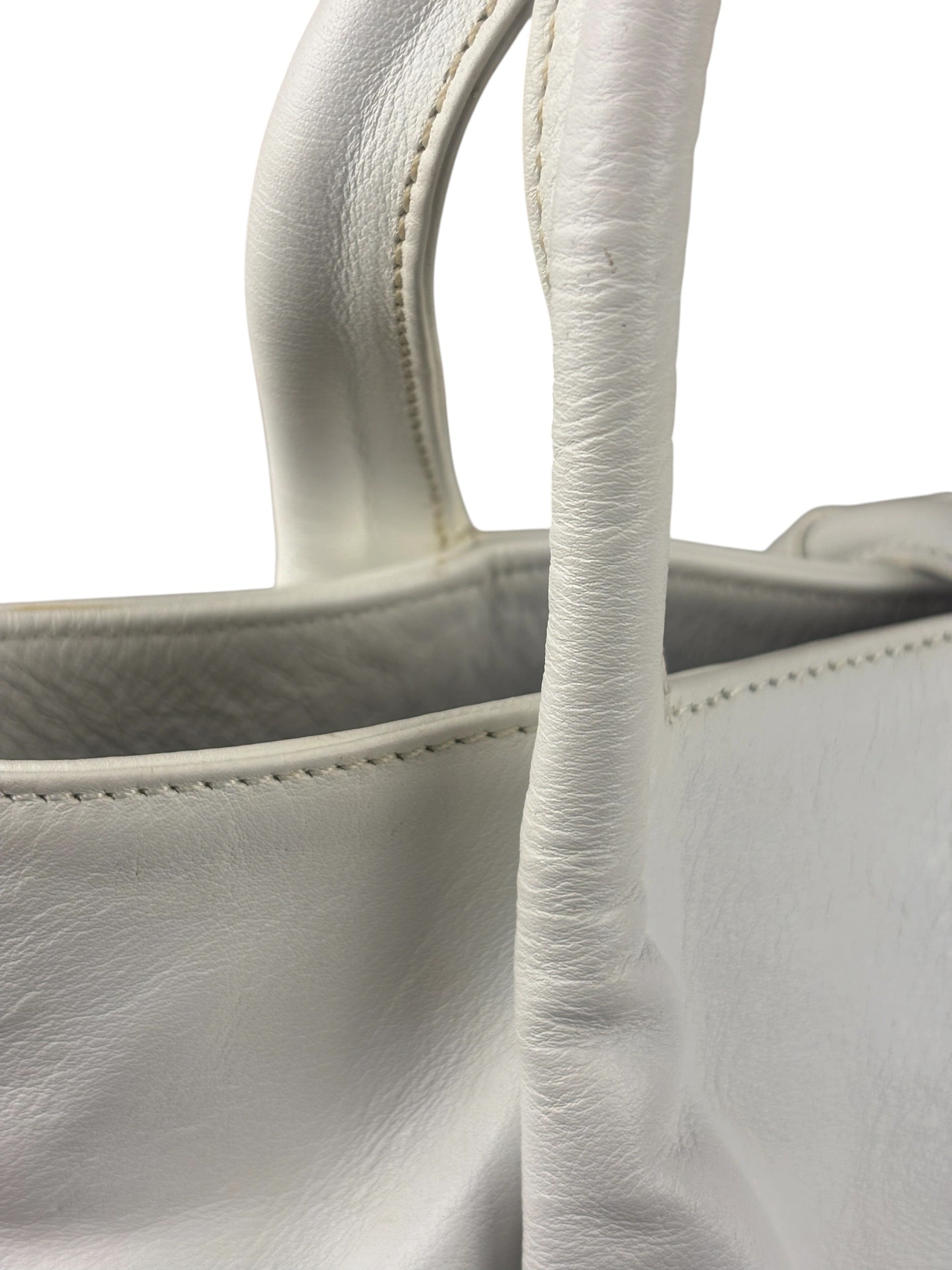 Burberry White Leather Bamboo Cinch Tote