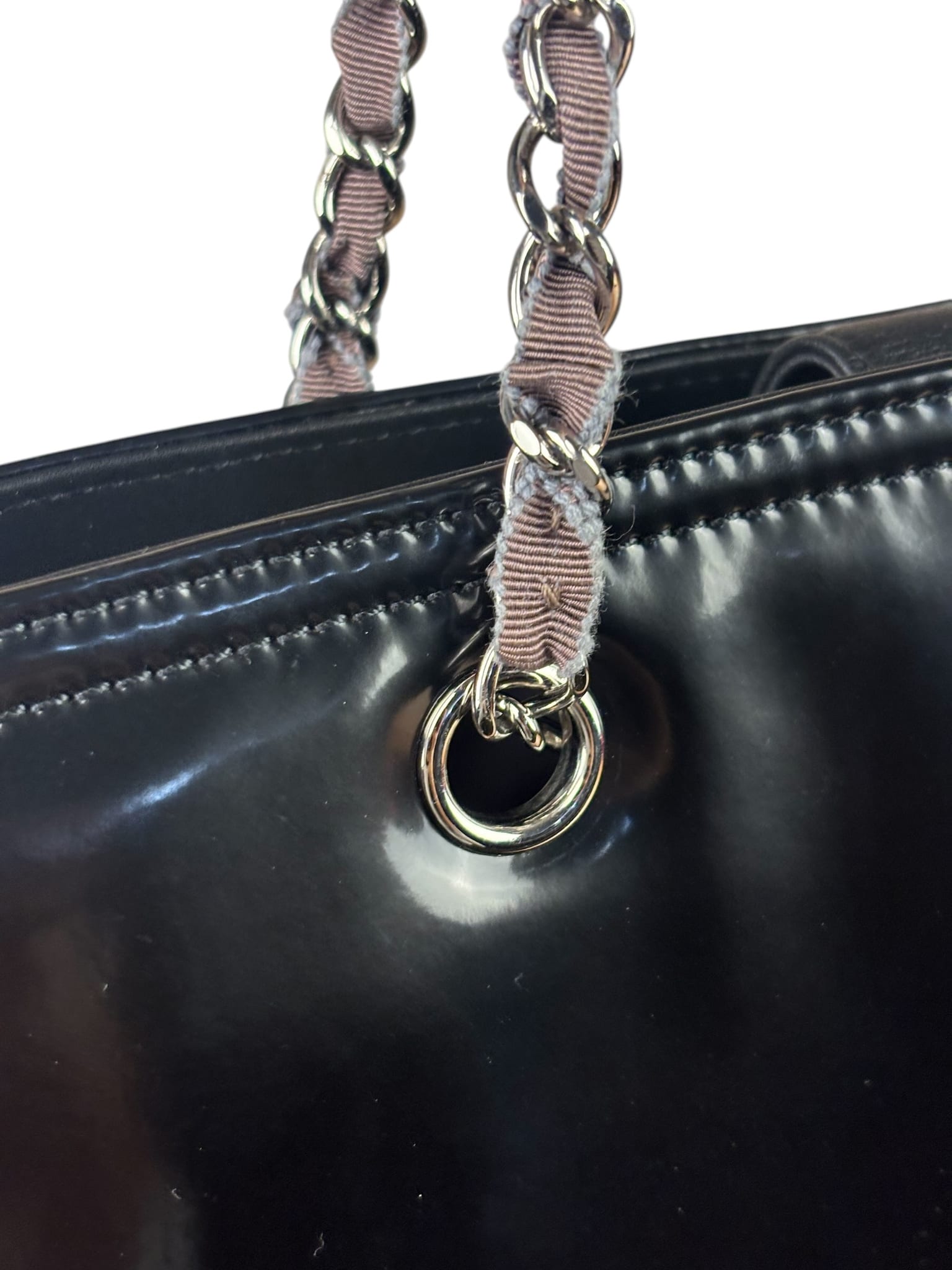 Chanel Black Patent Leather Quilted Lipstick Tote 2011