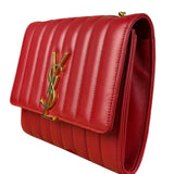 Saint Laurent Red Quilted Leather Vicky Flap Shoulder Bag