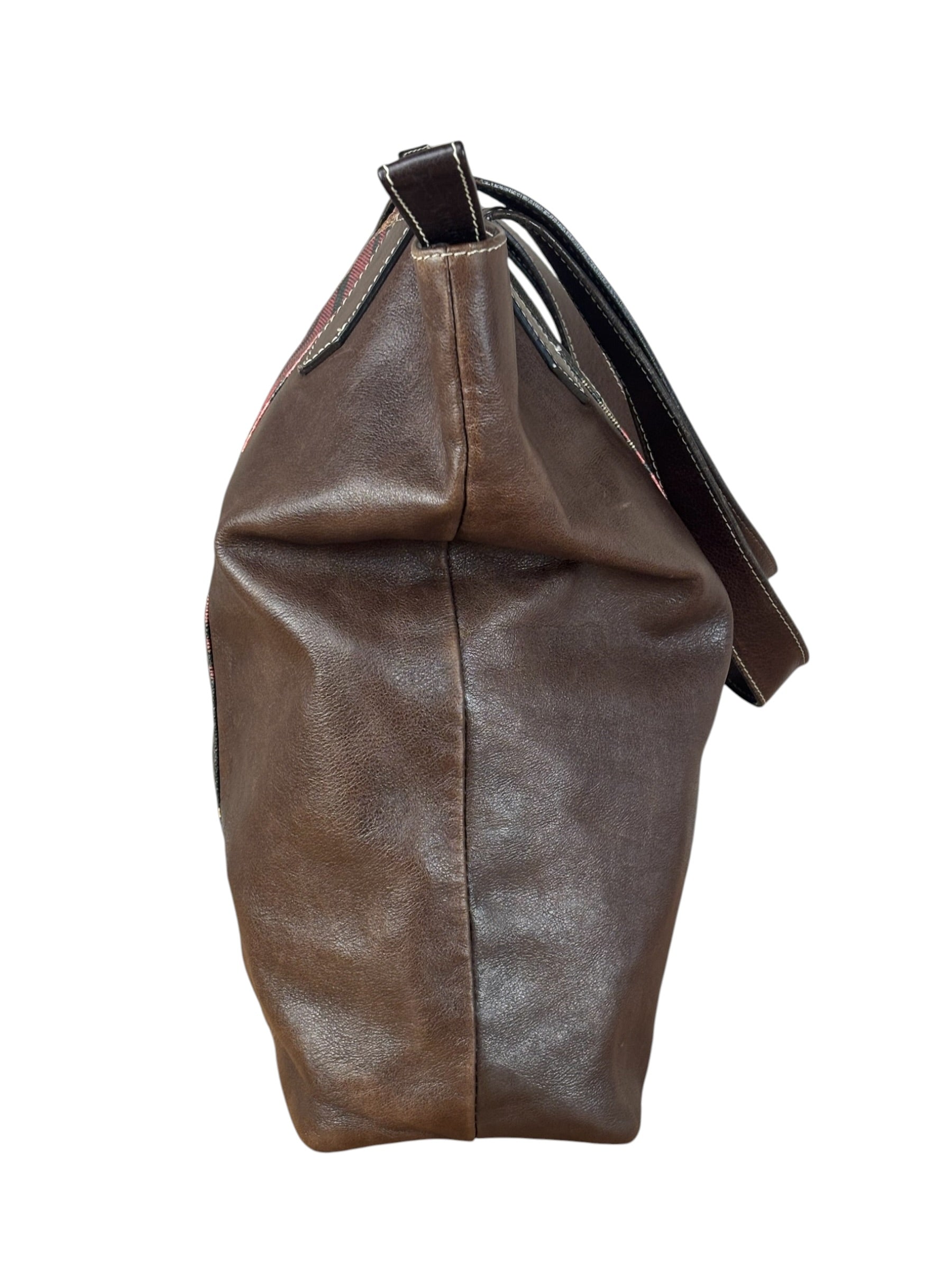 Vivienne Westwood Brown Leather Tartan Shoulder/Tote Bag