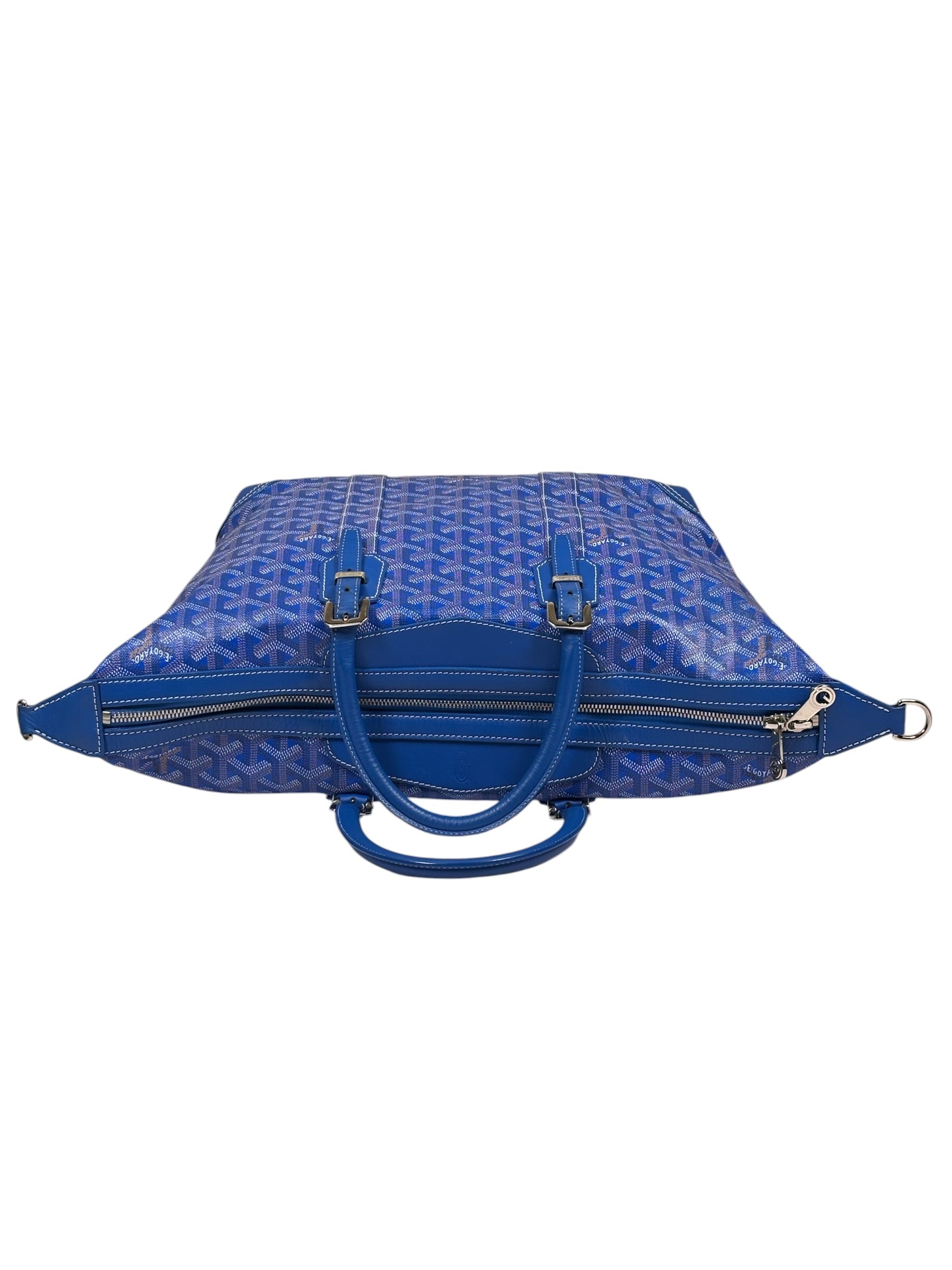 Goyard Blue Leather Goyardine Coated Canvas Shoulder Bag