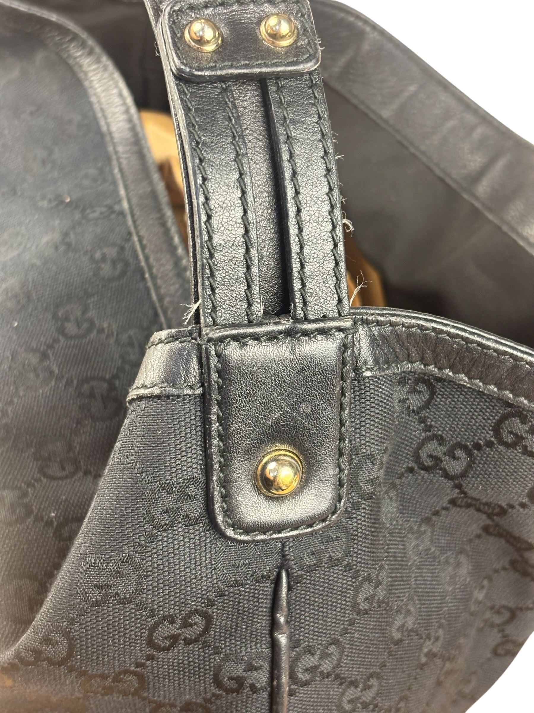 Gucci GG Black Hobo Horsebit Shoulder Bag