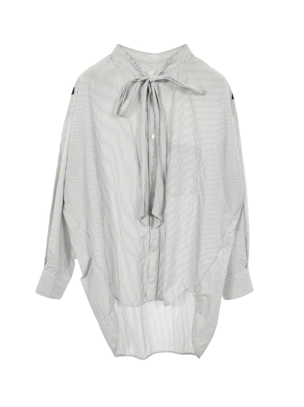 Balenciaga White/Black Striped High/Low Oversized Long Sleeve Shirt