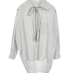 Balenciaga White/Black Striped High/Low Oversized Long Sleeve Shirt