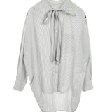 Balenciaga White/Black Striped High/Low Oversized Long Sleeve Shirt