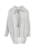 Balenciaga White/Black Striped High/Low Oversized Long Sleeve Shirt