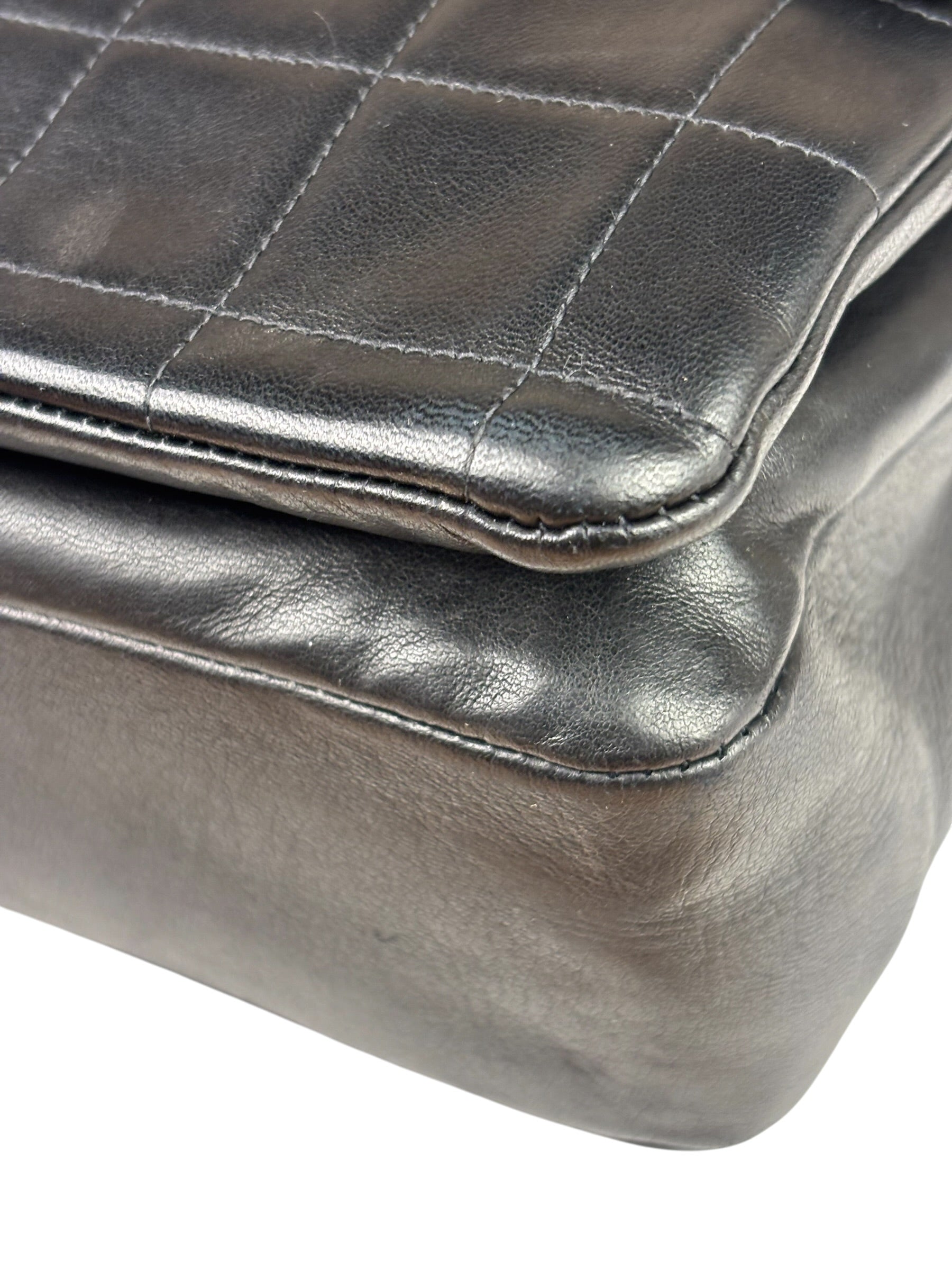 Chanel Black Lambskin Chocolate Bar Quilted Chain Shoulder Bag 2000