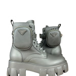 Prada Monolith Leather and Re-Nylon Pouch Boots