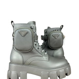 Prada Monolith Leather and Re-Nylon Pouch Boots