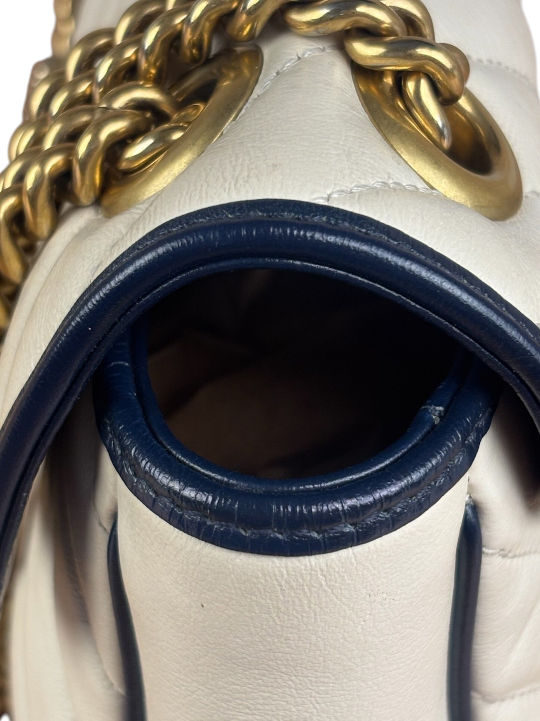 Gucci GG Marmont Cream & Navy Flap Bag