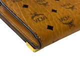 MCM Brown Leather Monogram Studded Long Wallet On Chain