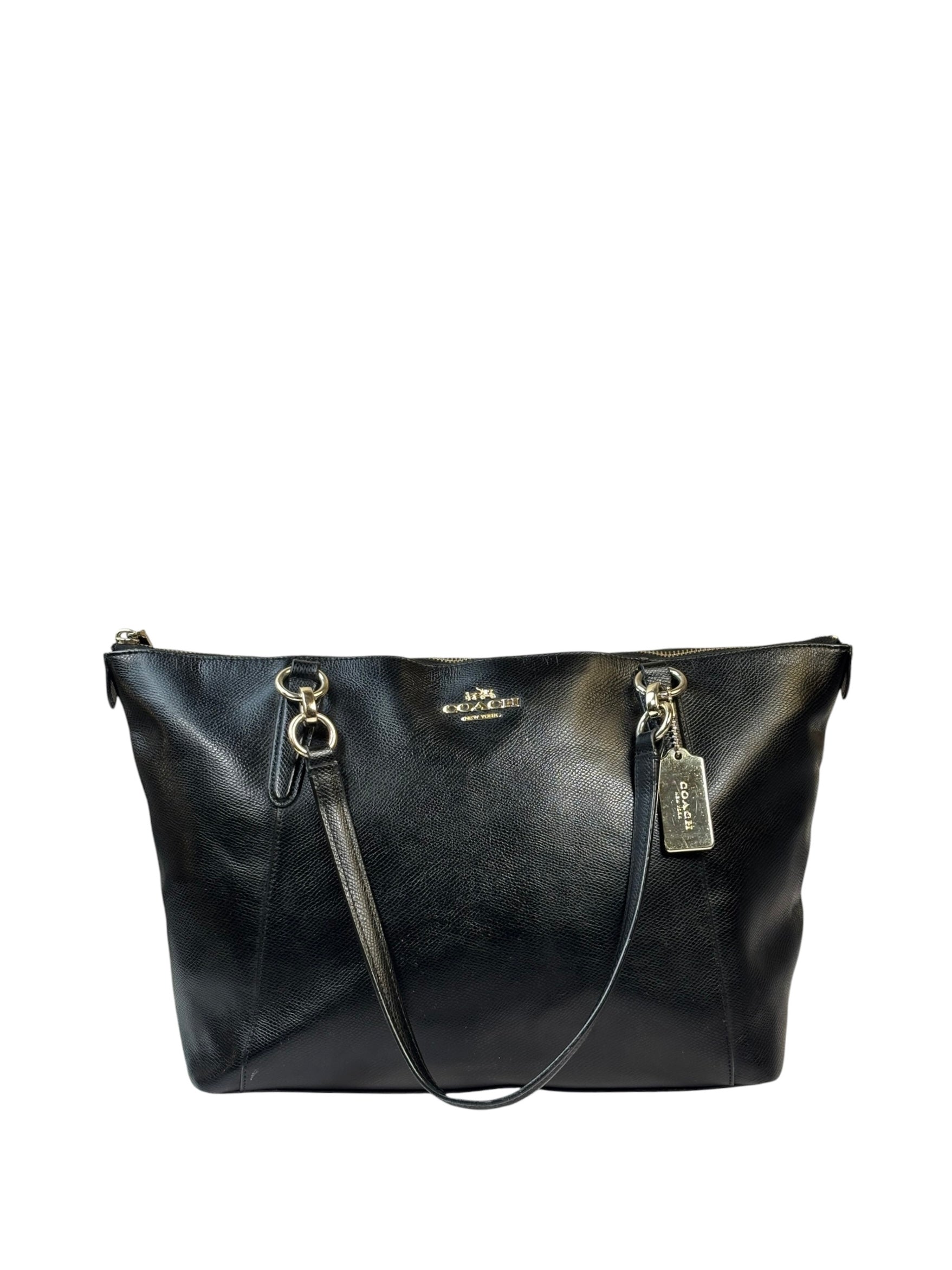 Coach Black Pebbled Leather Ava Zip Tote