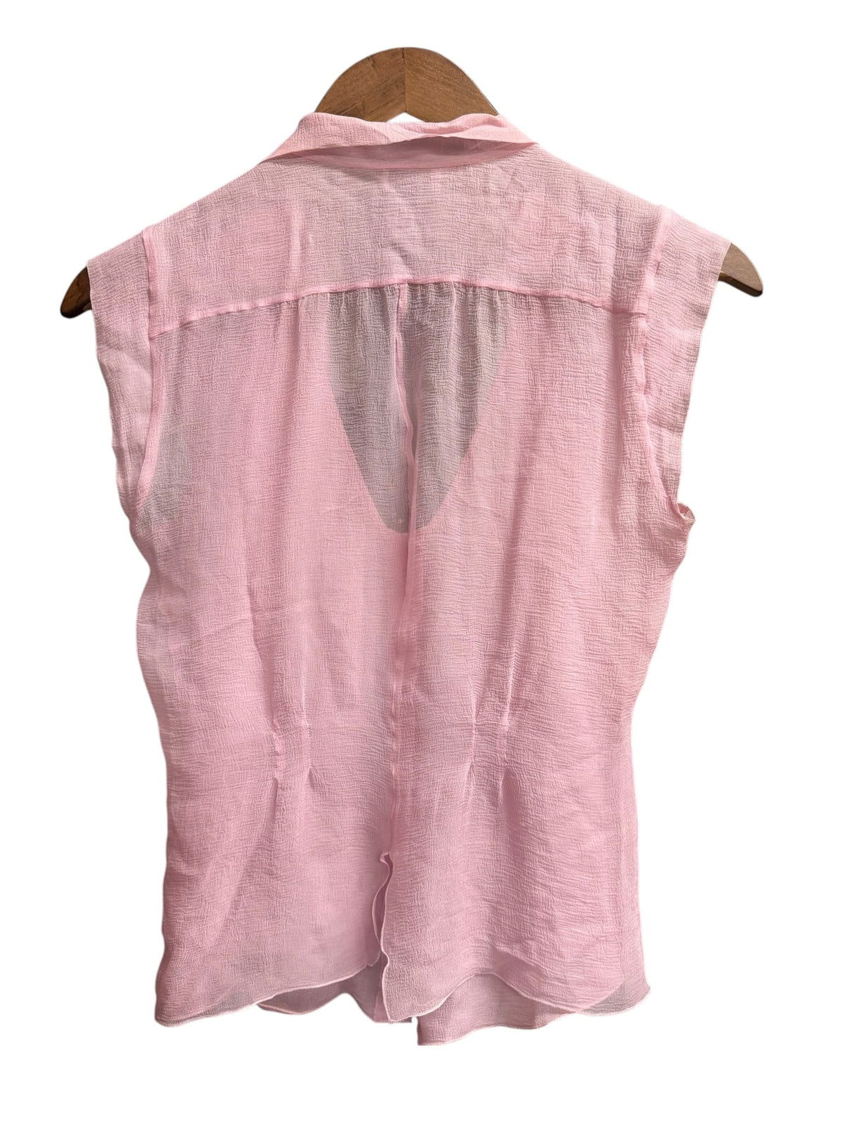 Vintage Chanel Faux Pearl Pink Sheer Silk Blouse