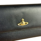 Vivienne Westwood Black Leather Emblem Long Wallet