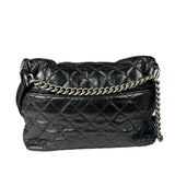 Chanel Black Quilted Lambskin Tabatiere Fold-Over Shoulder Bag 2014
