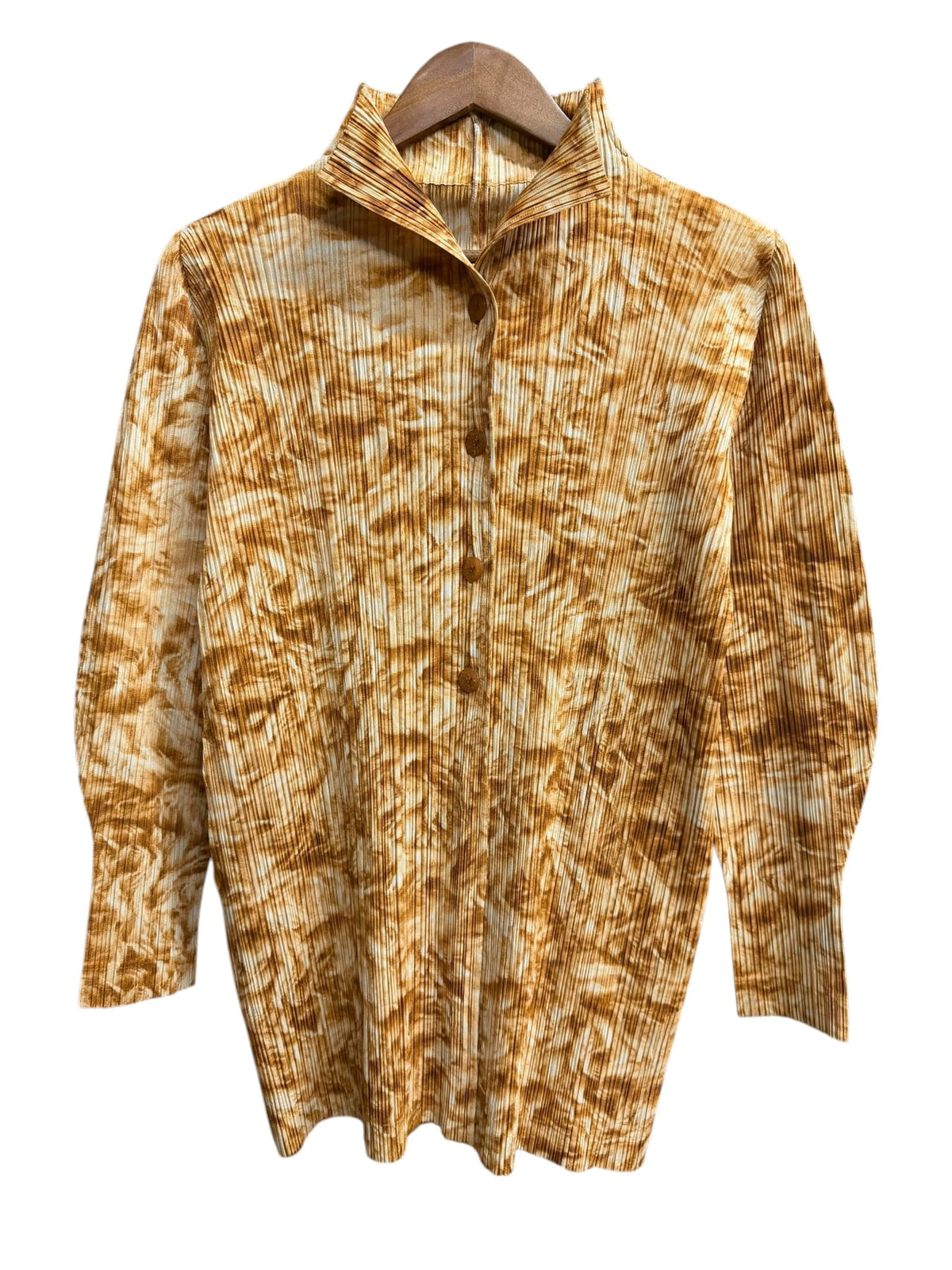 Issey Miyake Pleats Please Patterned Button Up Long Sleeve