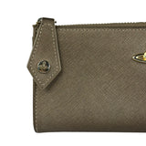 Vivienne Westwood Brown Leather Orb Zip Long Wallet