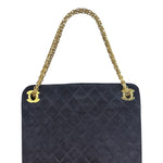 Chanel Vintage Navy Blue Matelasse Quilted Suede Chain Shoulder Bag