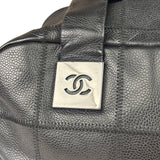 Chanel Black Quilted Leather Chocolate Bar Bowling Handbag